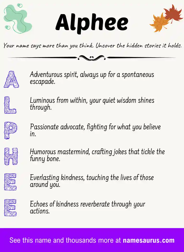Acrostic poem about Alphee.