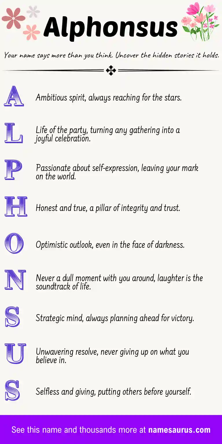 Acrostic poem about Alphonsus.
