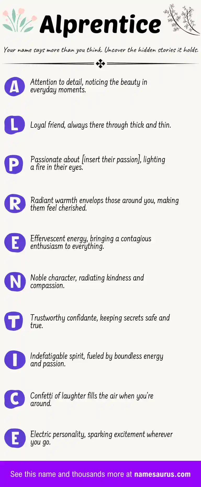 Acrostic poem about Alprentice.
