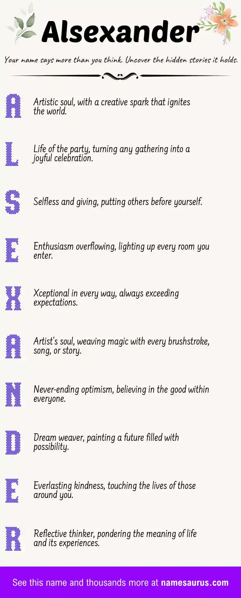 Acrostic poem about Alsexander.