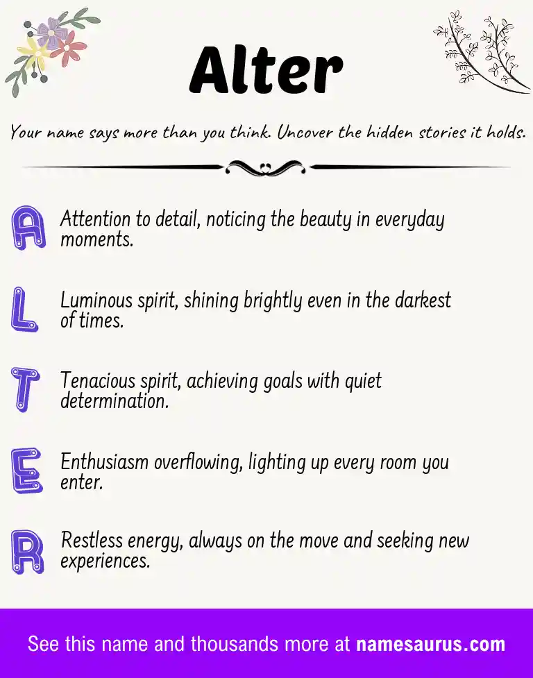 Acrostic poem about Alter.