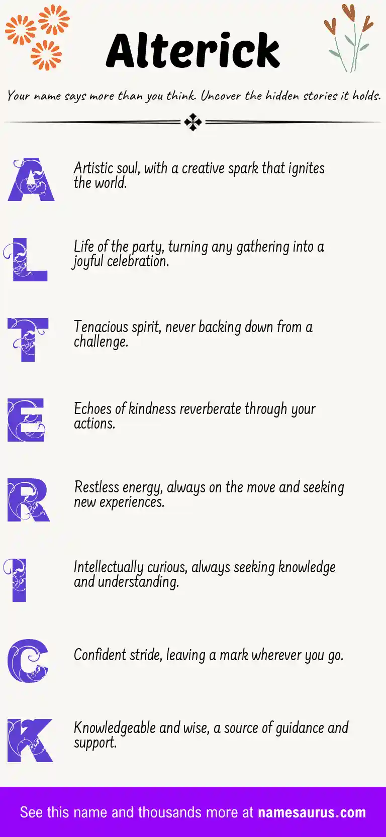 Acrostic poem about Alterick.