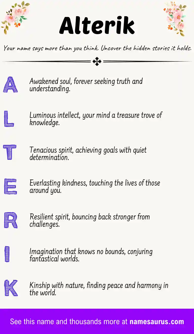 Acrostic poem about Alterik.