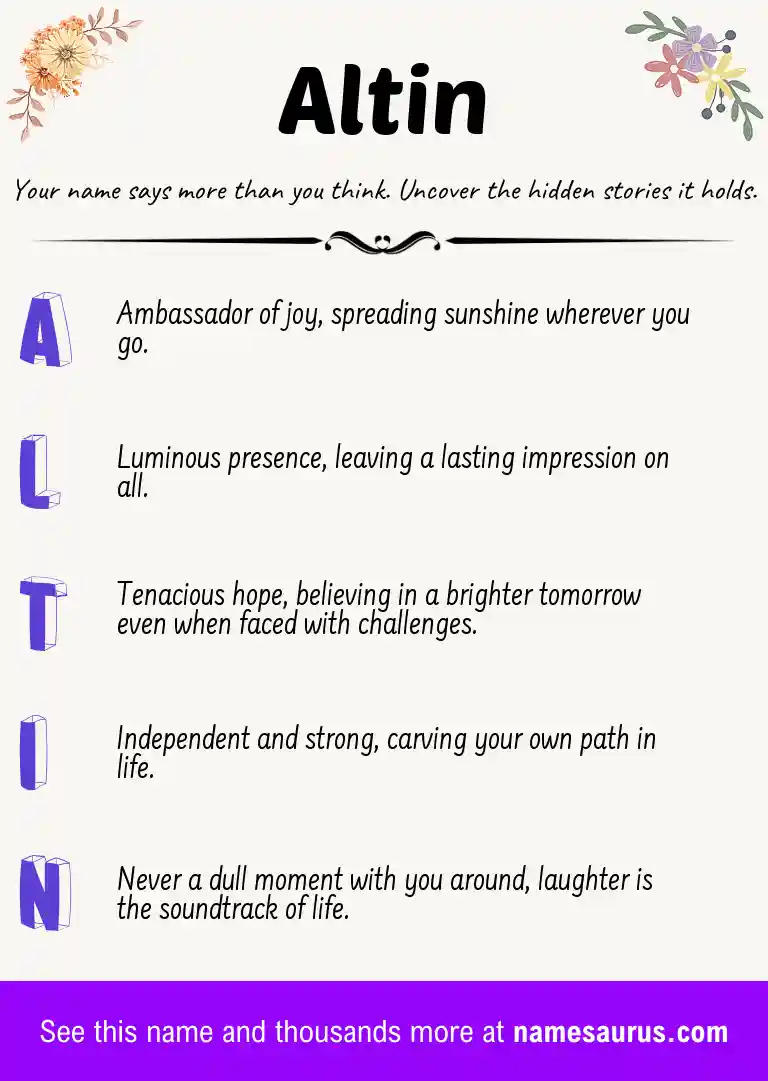 Acrostic poem about Altin.