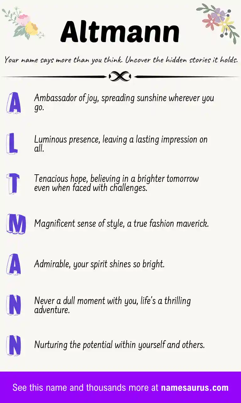 Acrostic poem about Altmann.