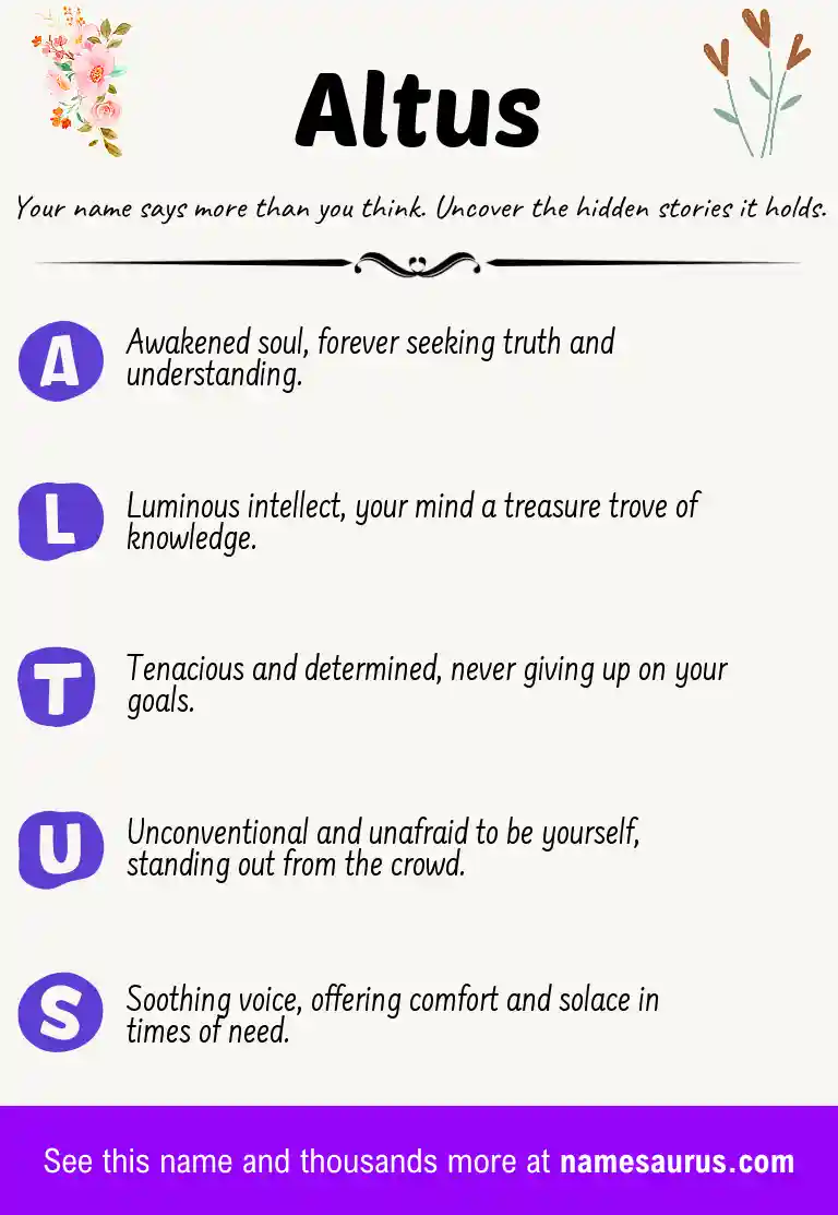 Acrostic poem about Altus.