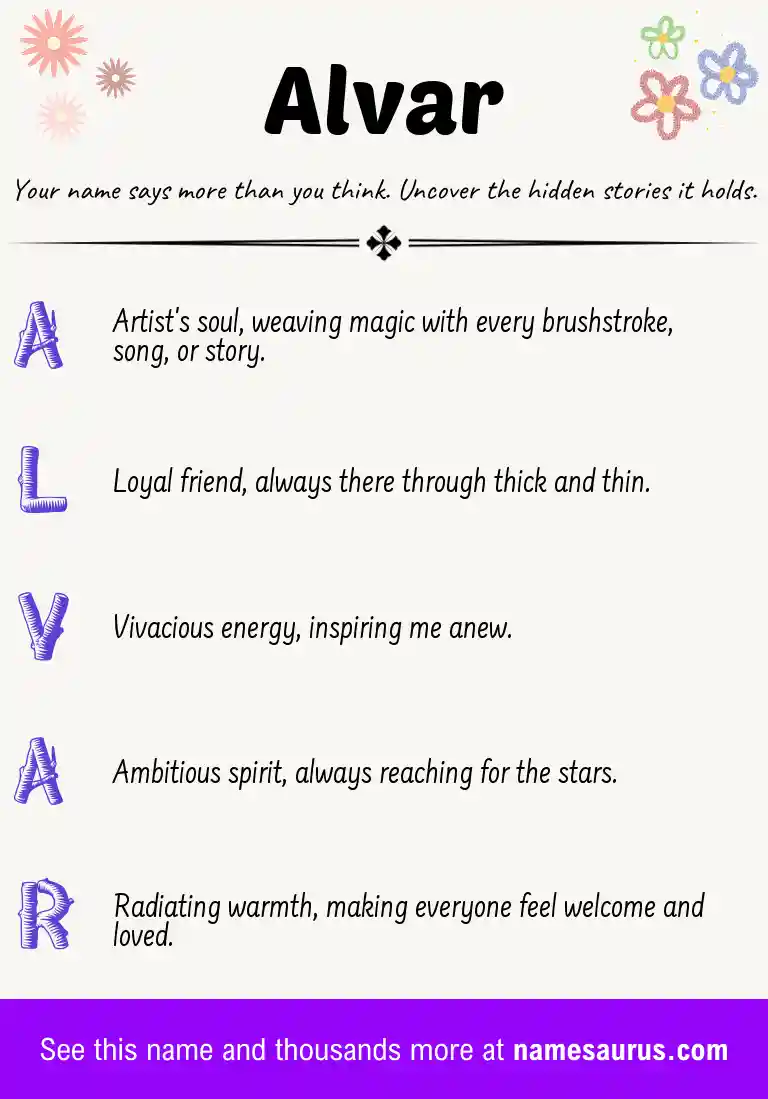Acrostic poem about Alvar.