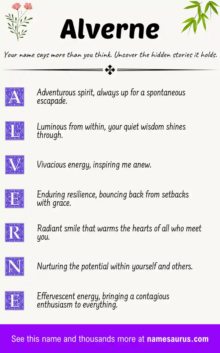 Acrostic poem about Alverne.