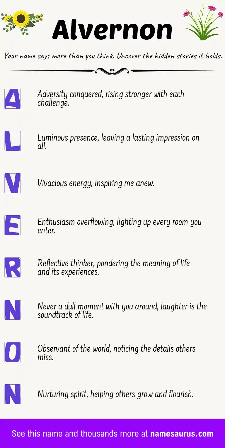 Acrostic poem about Alvernon.