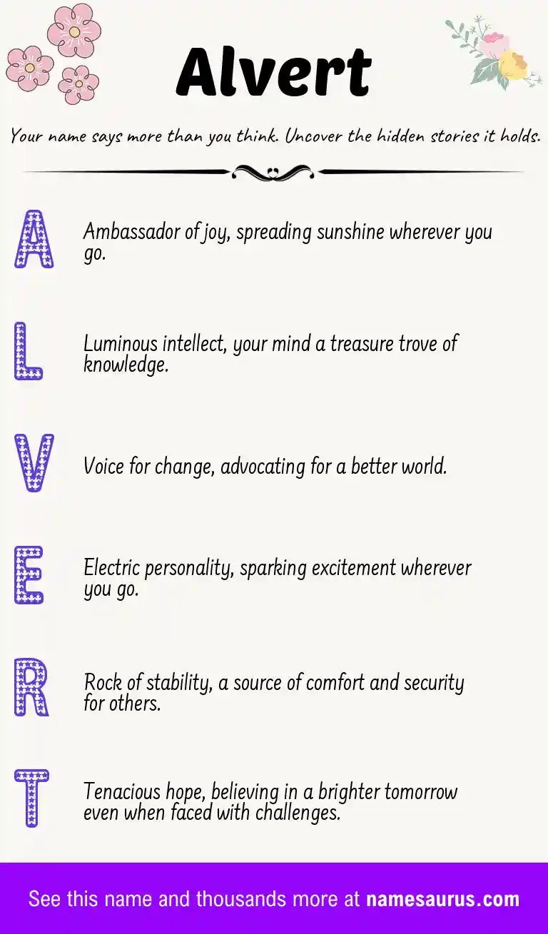 Acrostic poem about Alvert.