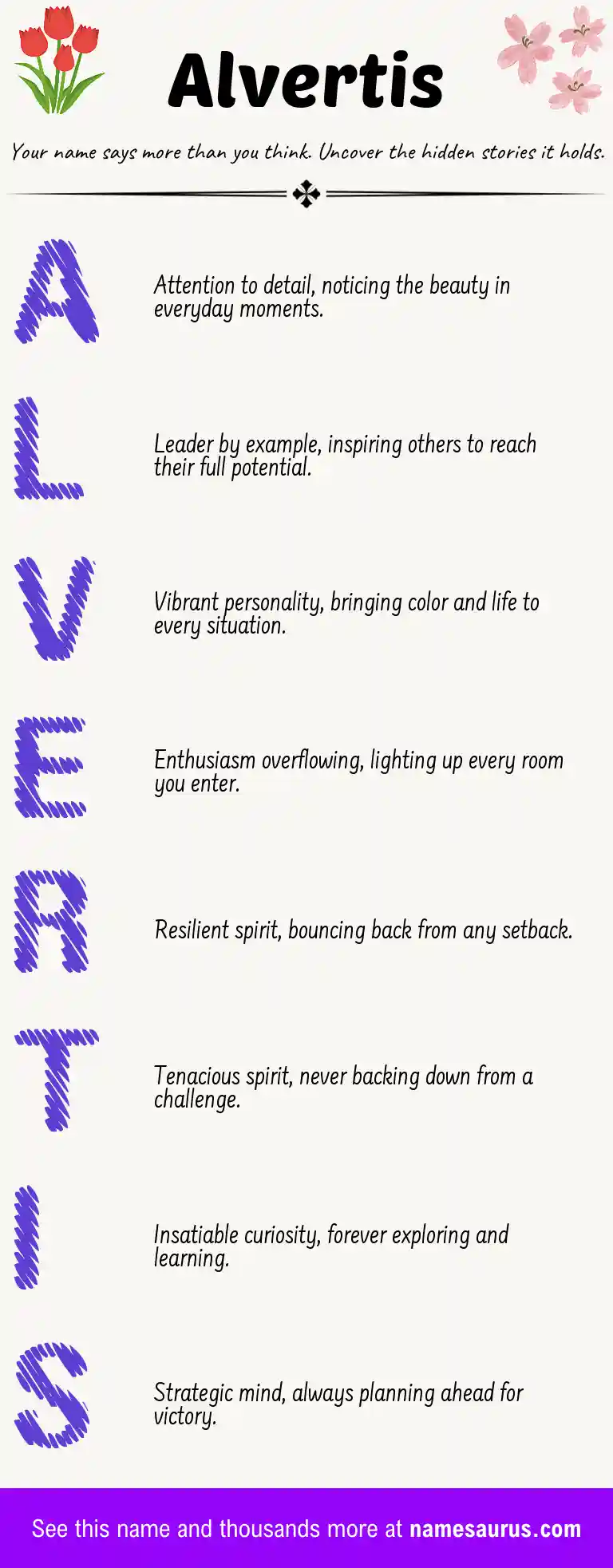 Acrostic poem about Alvertis.