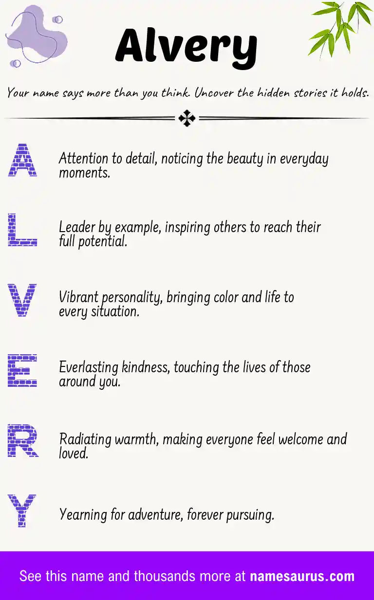 Acrostic poem about Alvery.
