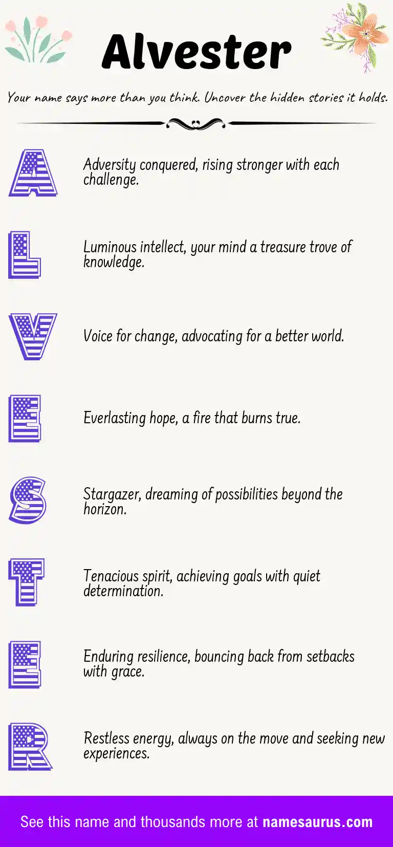 Acrostic poem about Alvester.