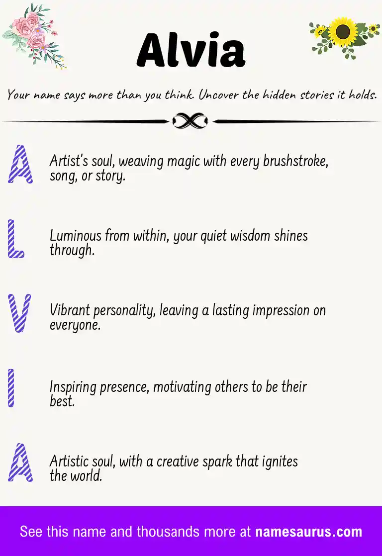 Acrostic poem about Alvia.