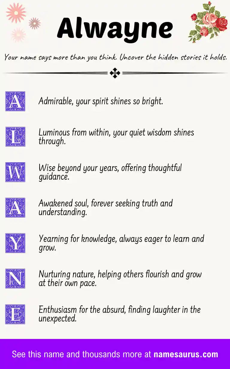 Acrostic poem about Alwayne.