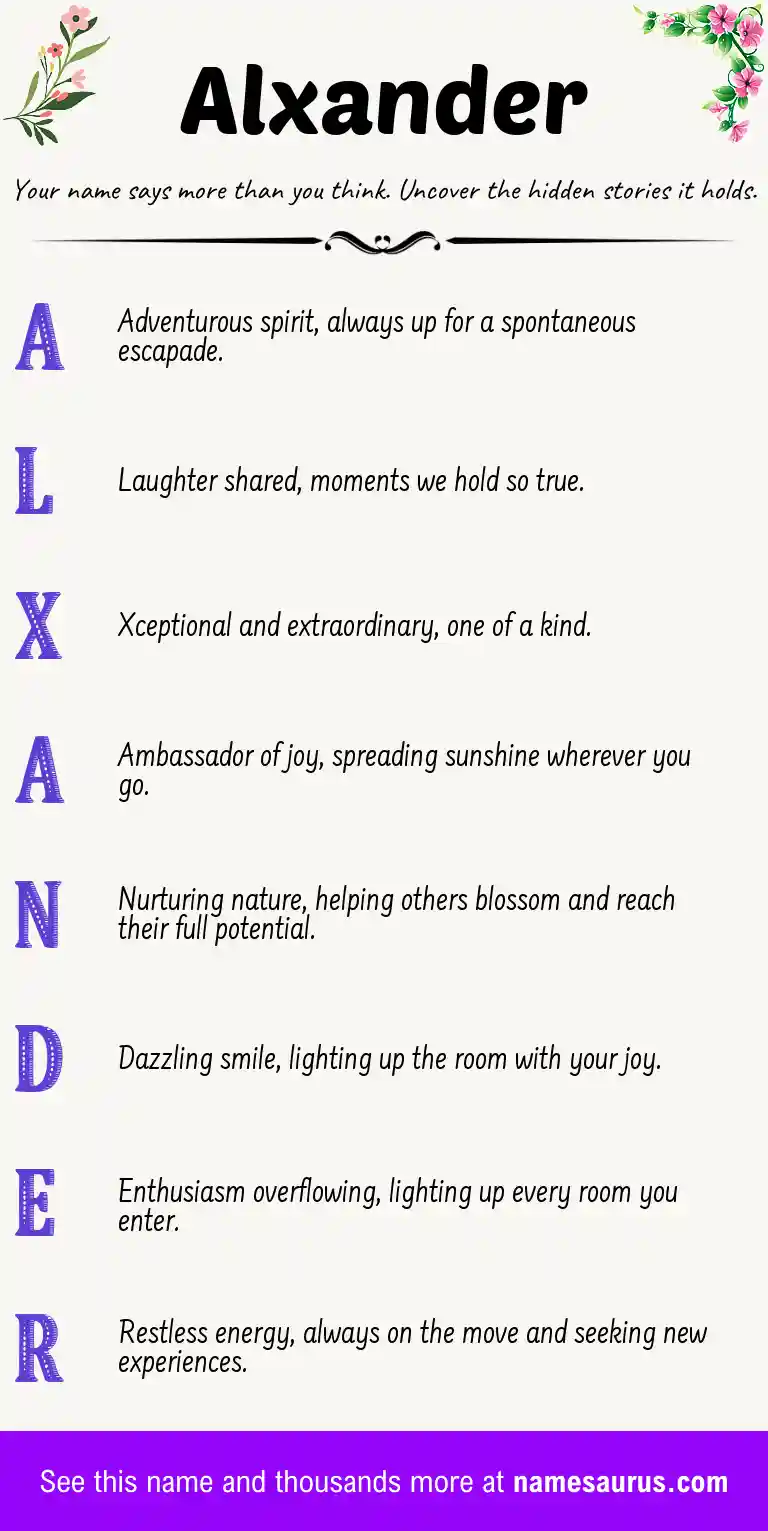 Acrostic poem about Alxander.