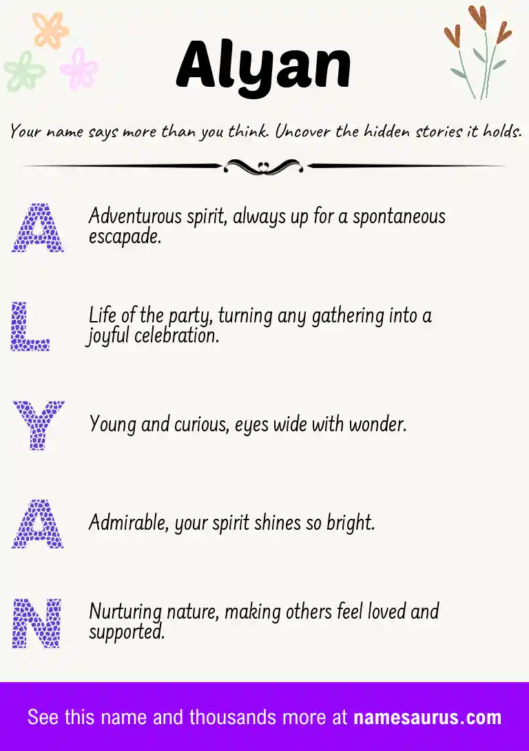 Acrostic poem about Alyan.