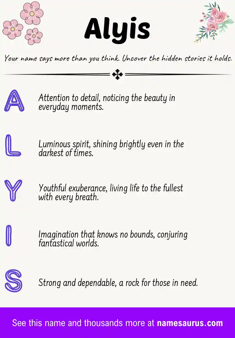 Acrostic poem about Alyis.