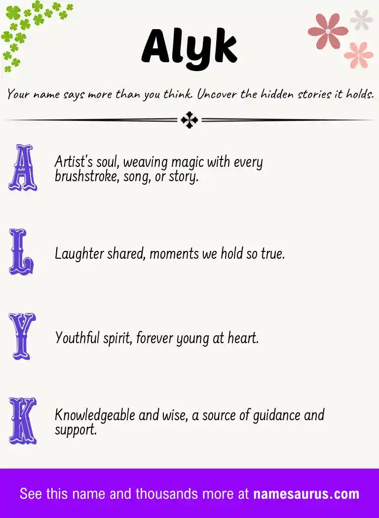 Acrostic poem about Alyk.