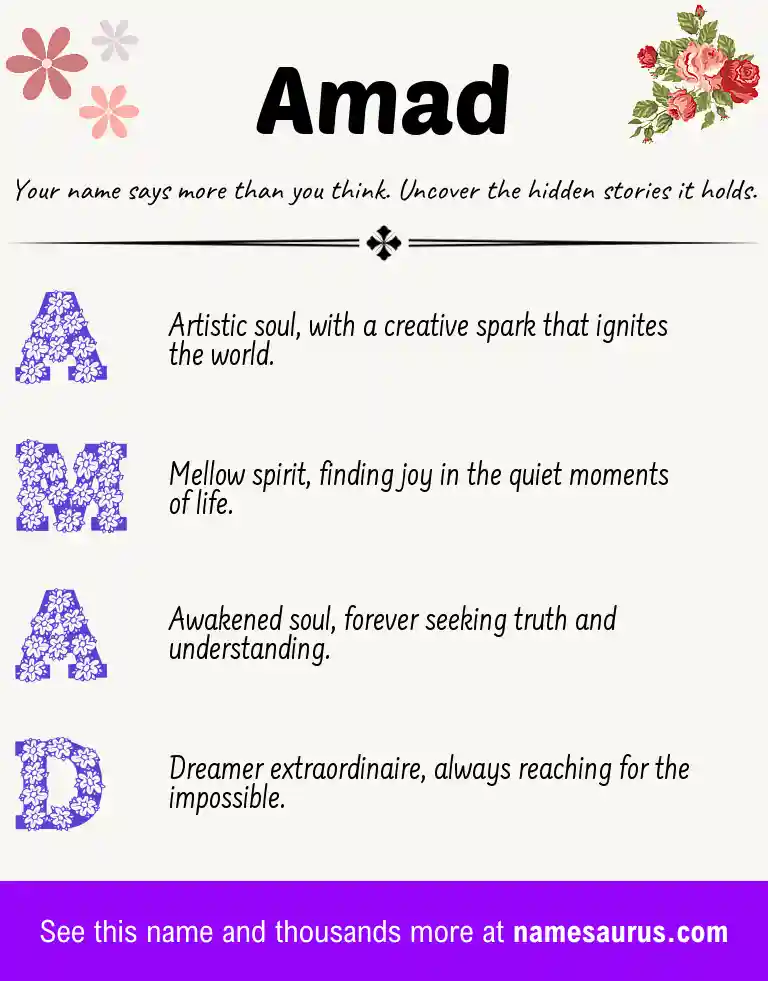 Acrostic poem about Amad.