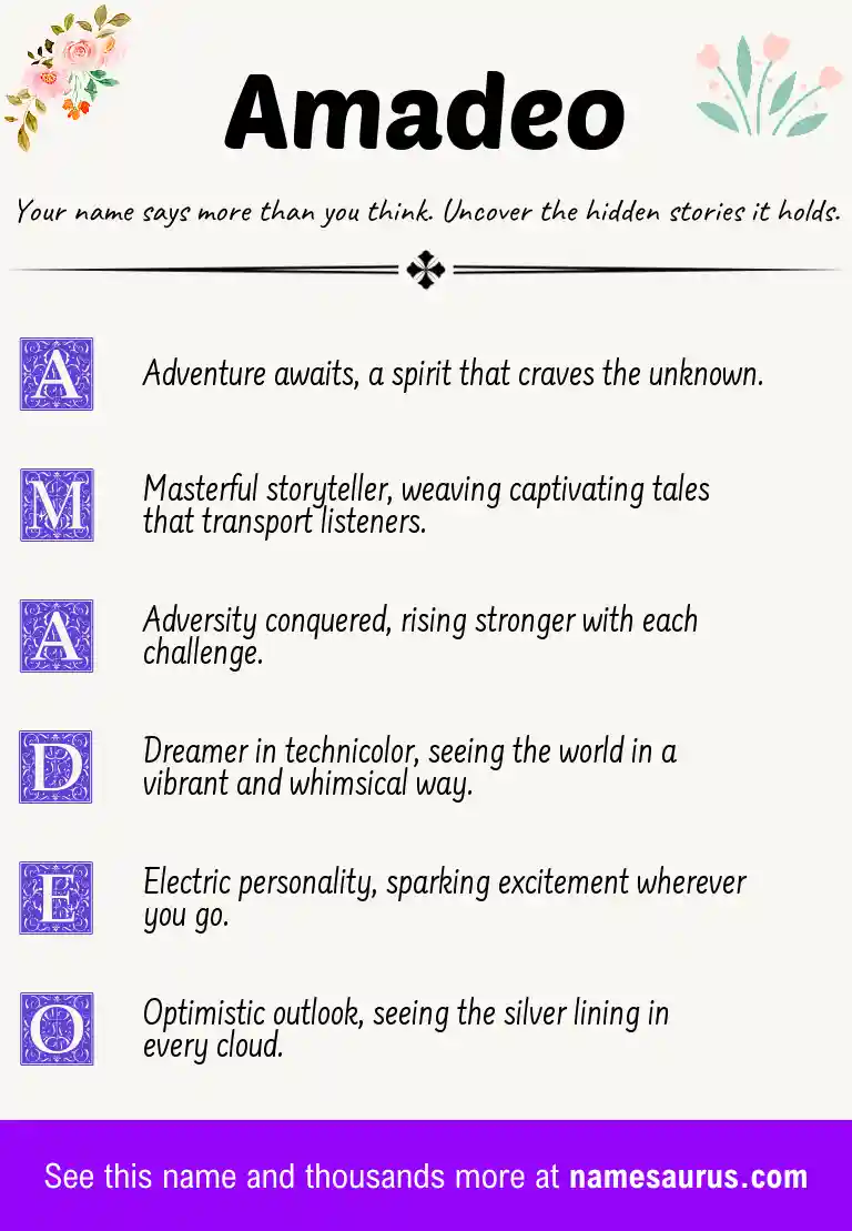 Acrostic poem about Amadeo.