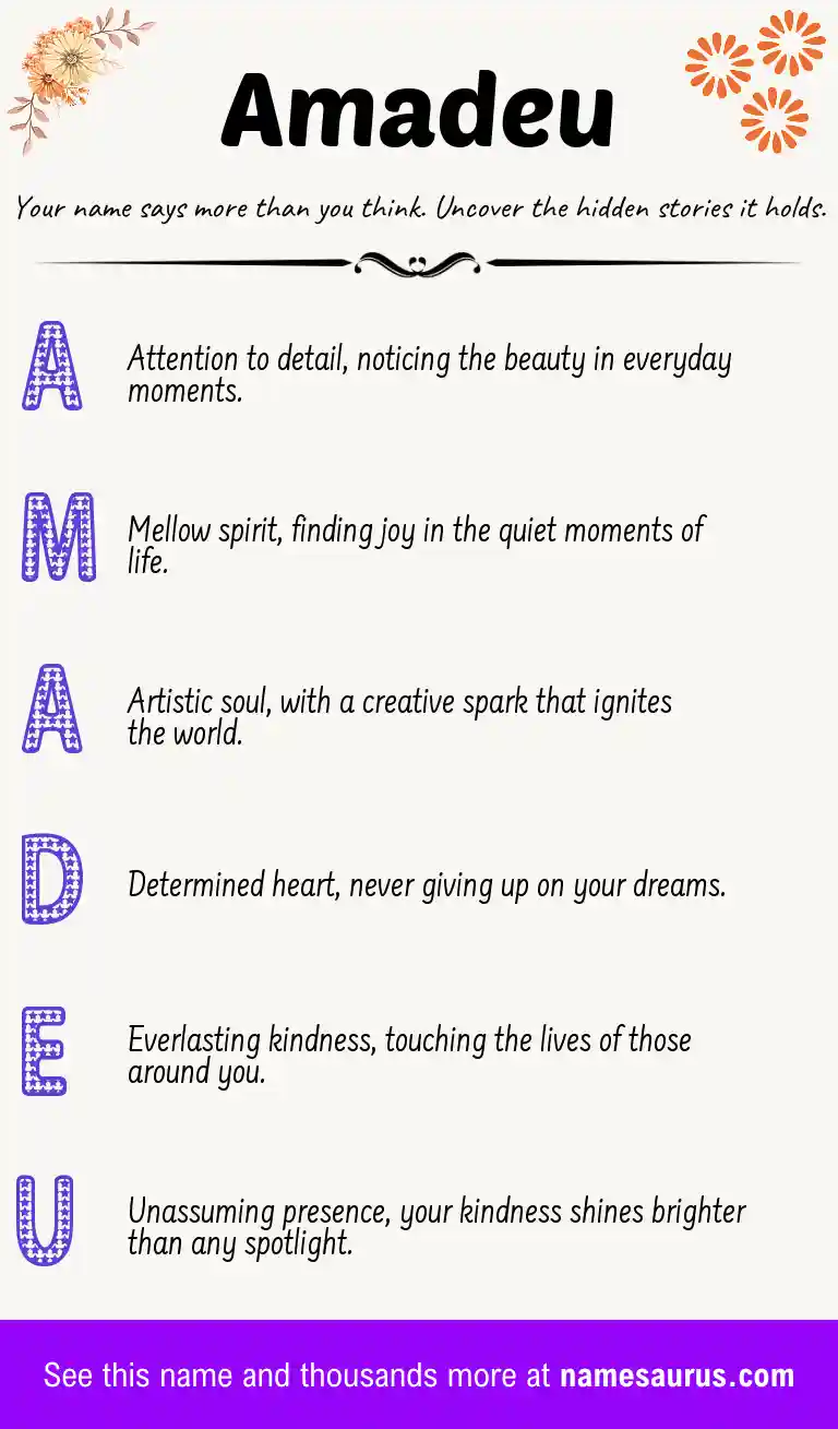 Acrostic poem about Amadeu.