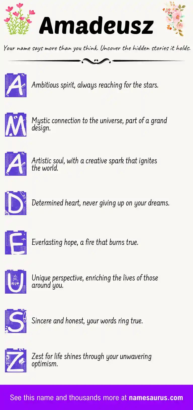 Acrostic poem about Amadeusz.