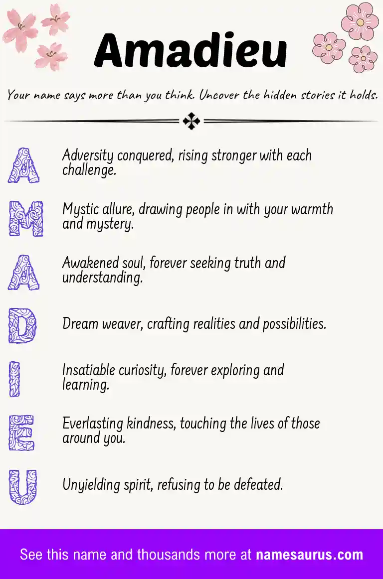Acrostic poem about Amadieu.