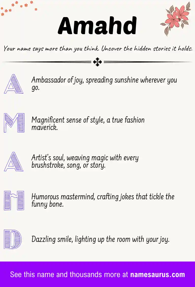 Acrostic poem about Amahd.