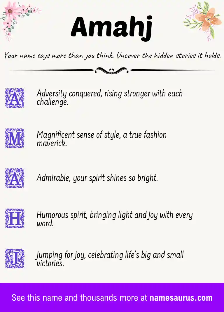 Acrostic poem about Amahj.