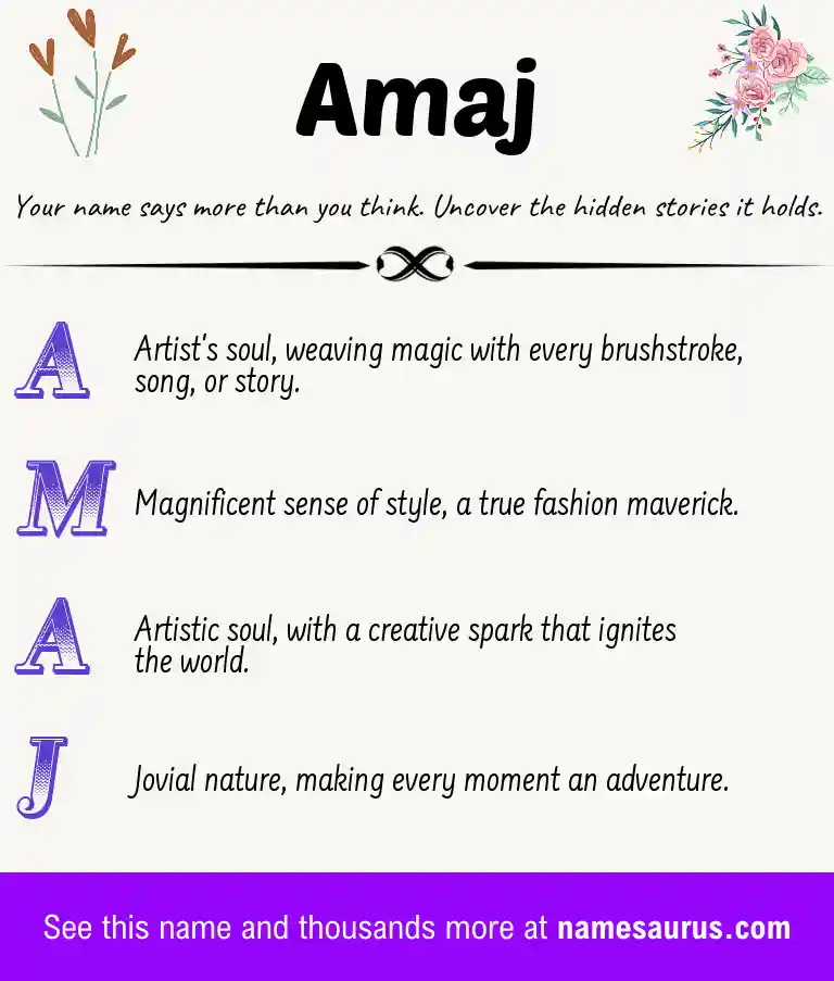 Acrostic poem about Amaj.