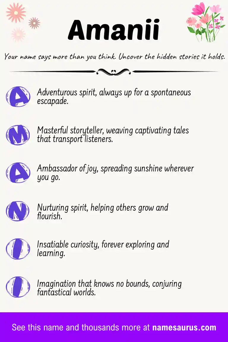 Acrostic poem about Amanii.