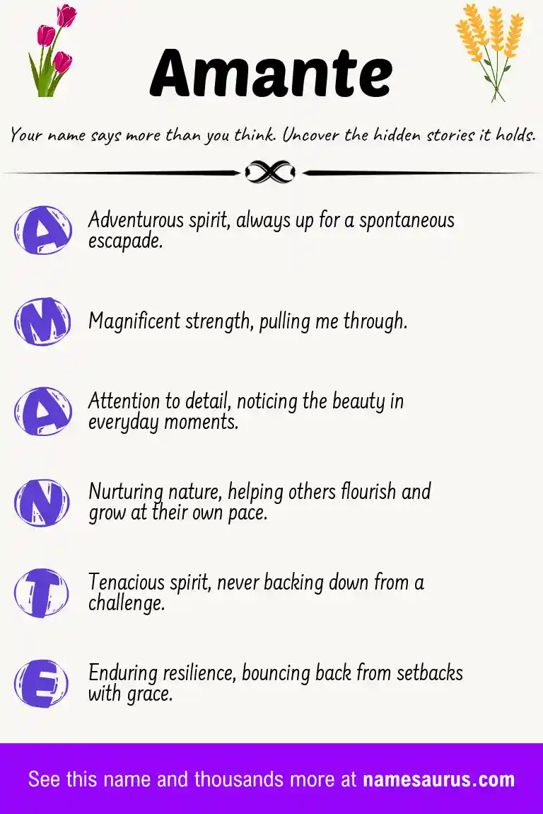 Acrostic poem about Amante.