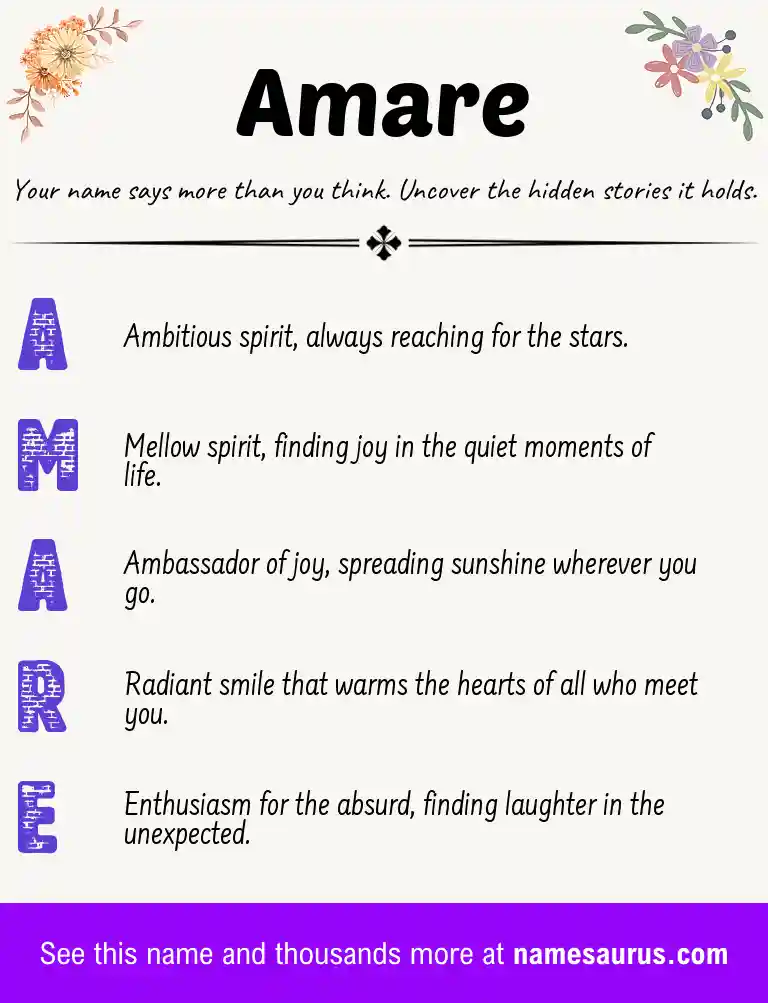 Acrostic poem about Amare.
