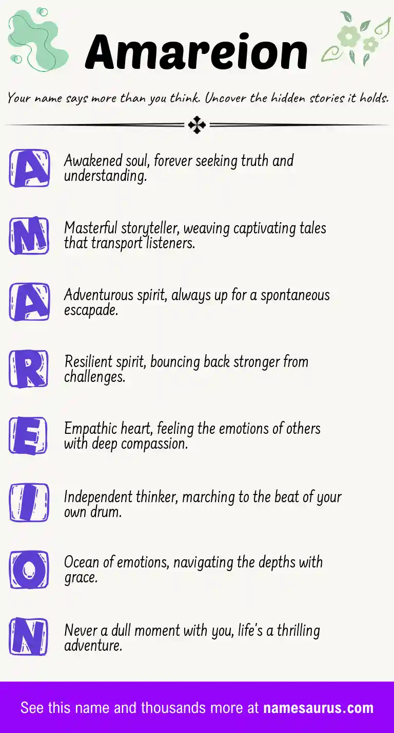 Acrostic poem about Amareion.