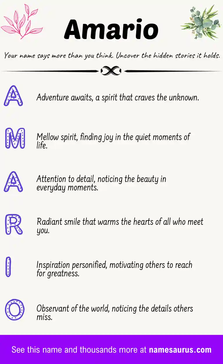 Acrostic poem about Amario.