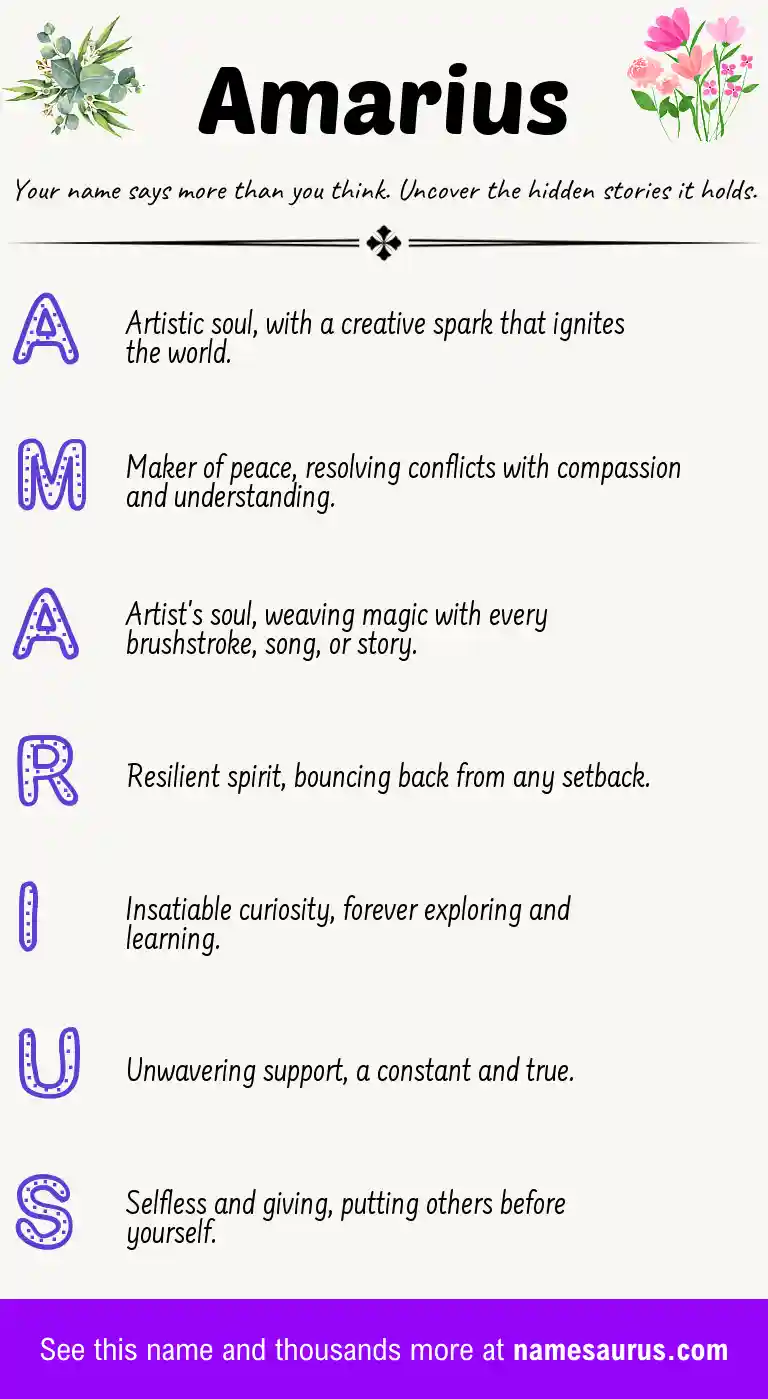 Acrostic poem about Amarius.