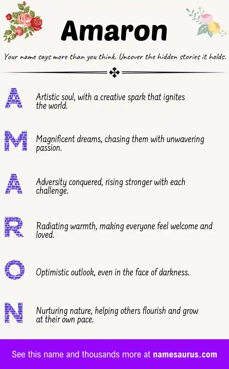 Acrostic poem about Amaron.
