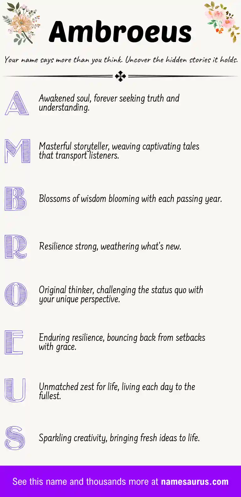 Acrostic poem about Ambroeus.