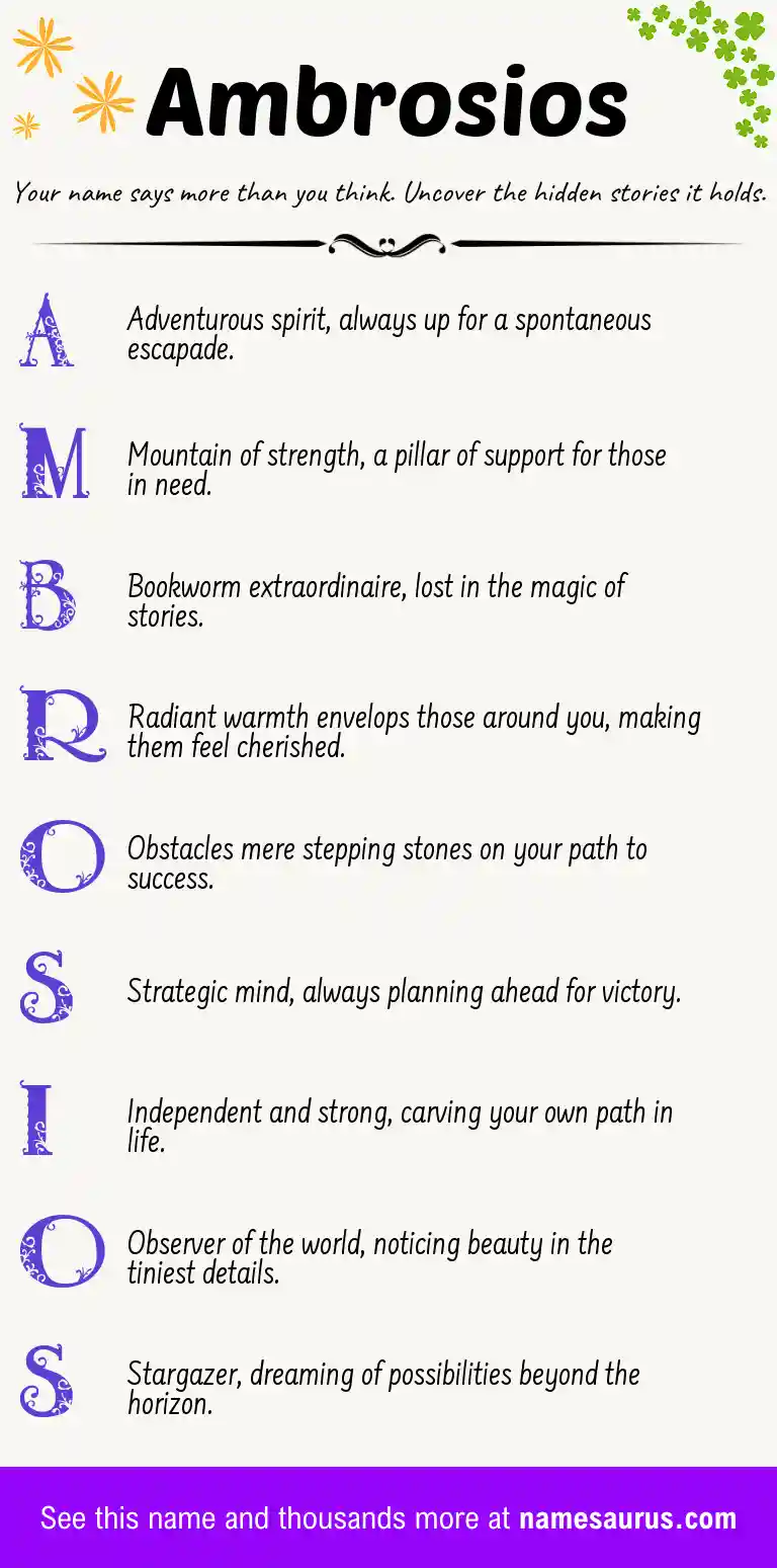 Acrostic poem about Ambrosios.