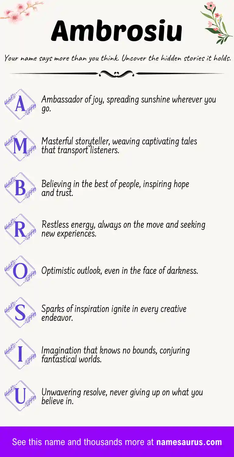 Acrostic poem about Ambrosiu.