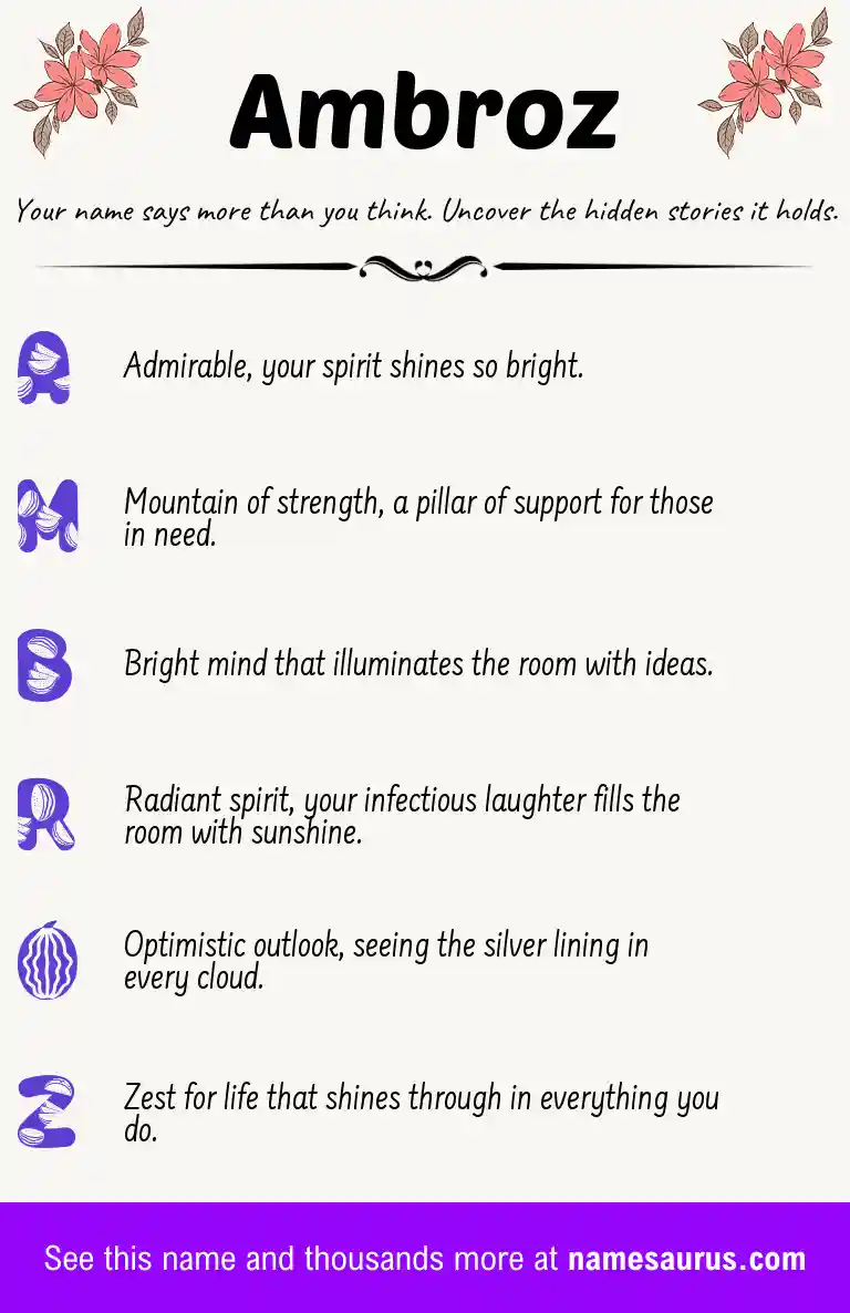 Acrostic poem about Ambroz.