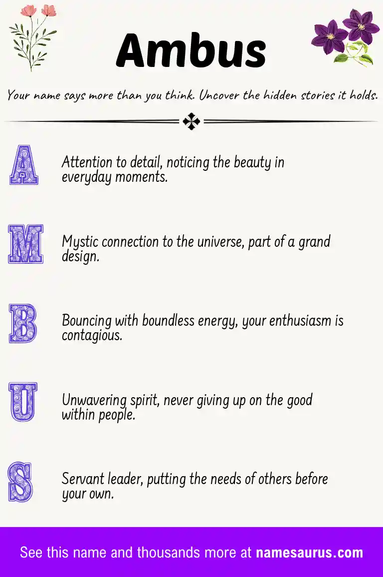 Acrostic poem about Ambus.