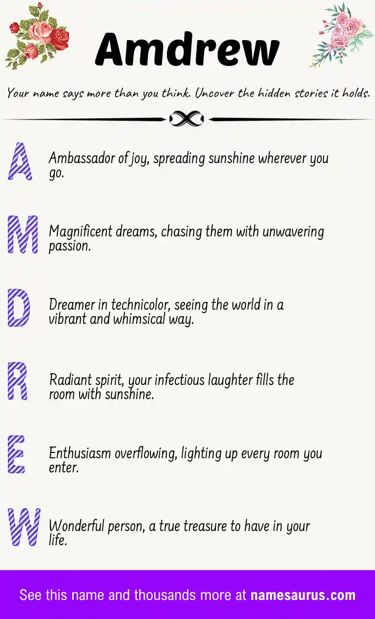 Acrostic poem about Amdrew.