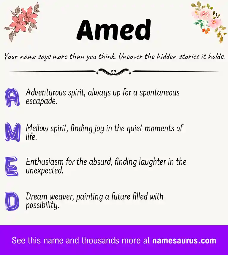 Acrostic poem about Amed.