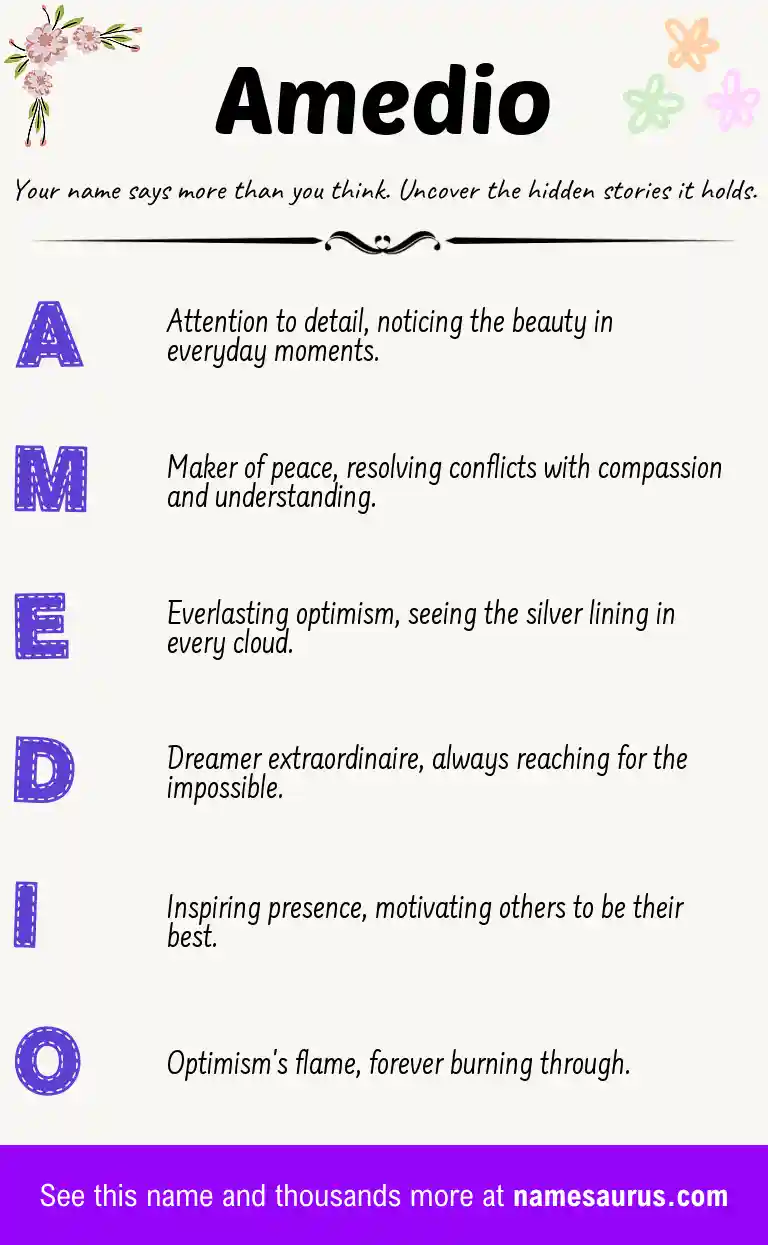 Acrostic poem about Amedio.