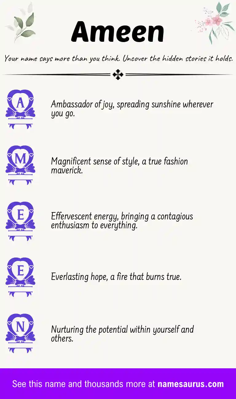 Acrostic poem about Ameen.
