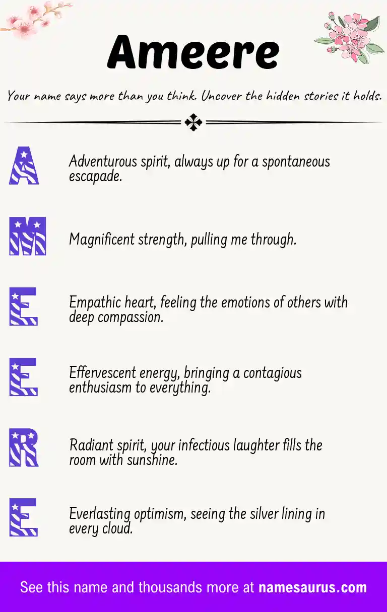 Acrostic poem about Ameere.