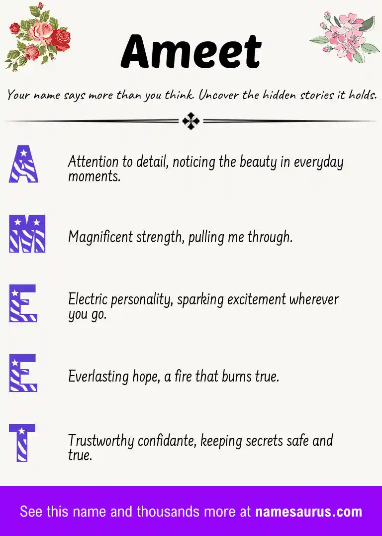 Acrostic poem about Ameet.