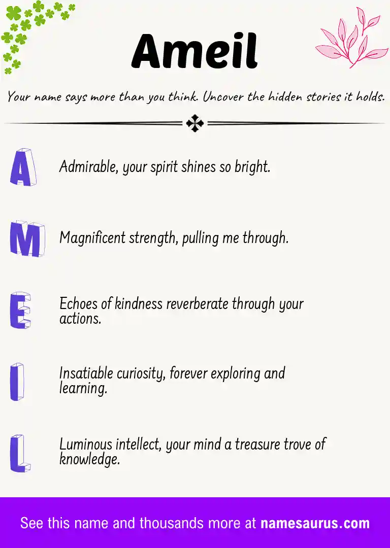 Acrostic poem about Ameil.